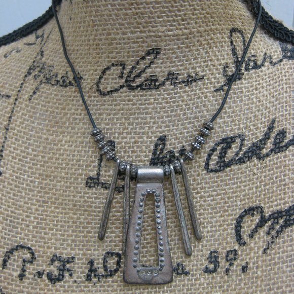 NWOT Chico's beaded metal statement cord necklace - Picture 1 of 4